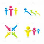 Blue, Pink and Yellow Human Figurines Icon 4 Pack